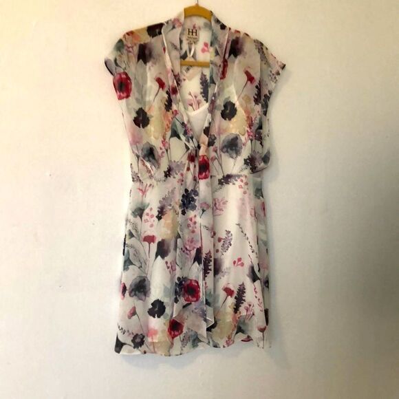 DP147 Dresses & Skirts - Haute Hippie Size M Cottage Fairy Core Sheer Floral Spring Summer Mini Dress